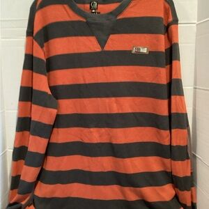 Men’s Cavi Orange and Black Striped Long Sleeve shirt size 3 x large